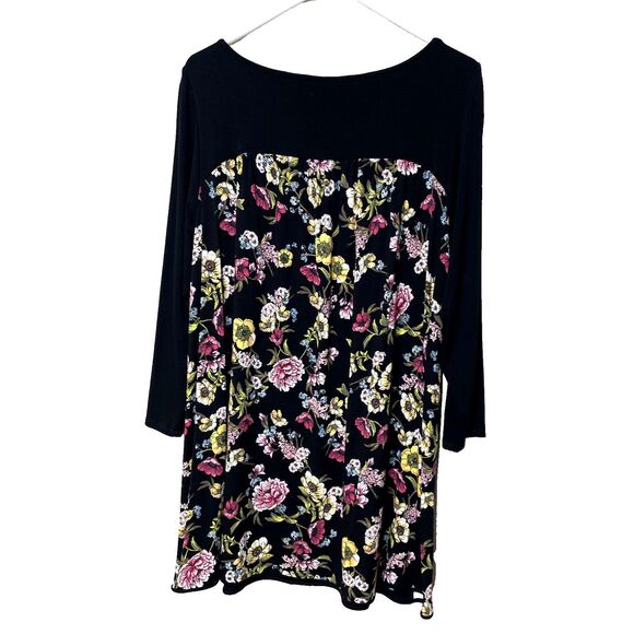 J. Jill Tops - J. Jill Size LT L Tall Wearever Collection Black Floral Shirt Tunic Top 3/4 Slee